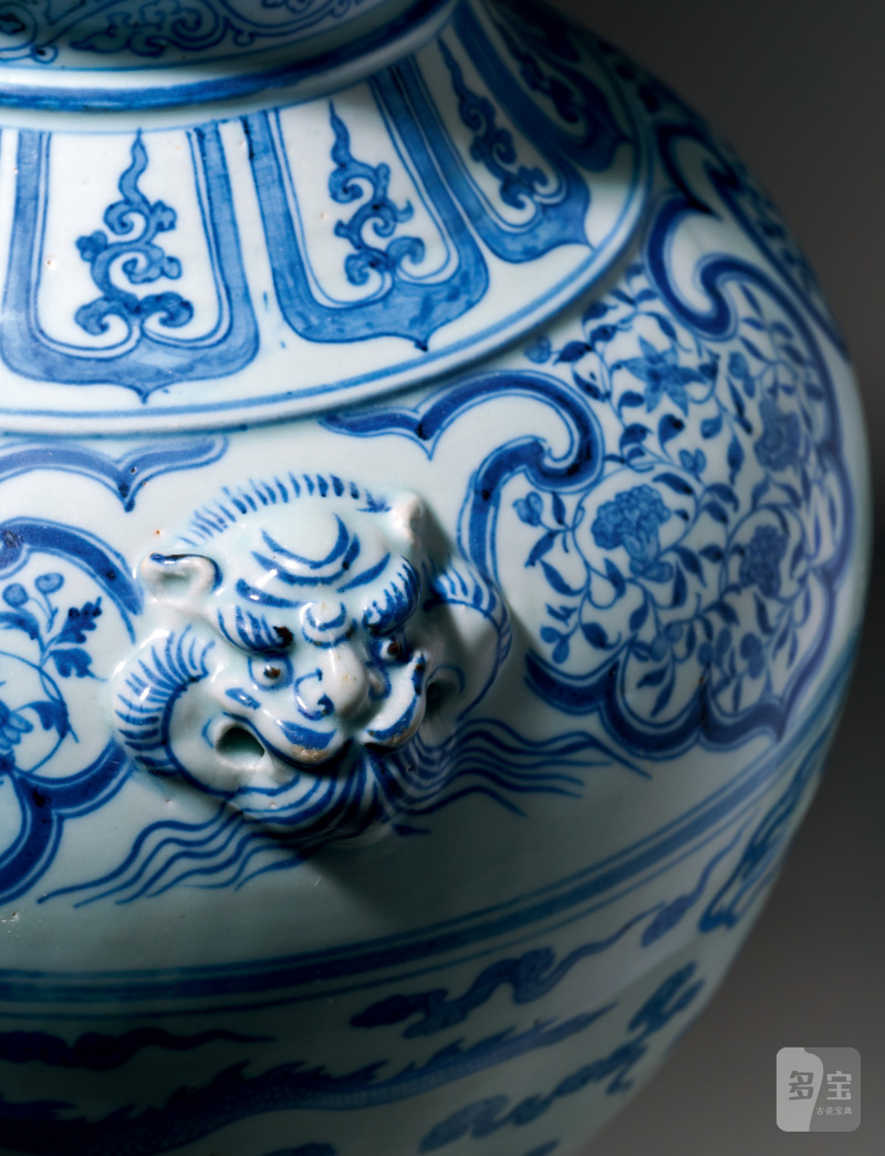 元 青花云龙纹双铺首耳大罐 - 图2